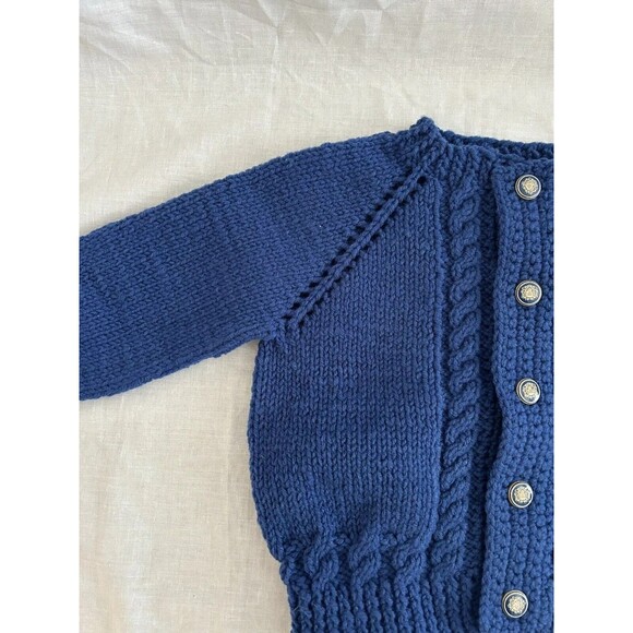 Boys 12 mo. Hand Knitted Baby Cardigan Sweater, Soft, Warm & Cozy - Picture 13 of 16